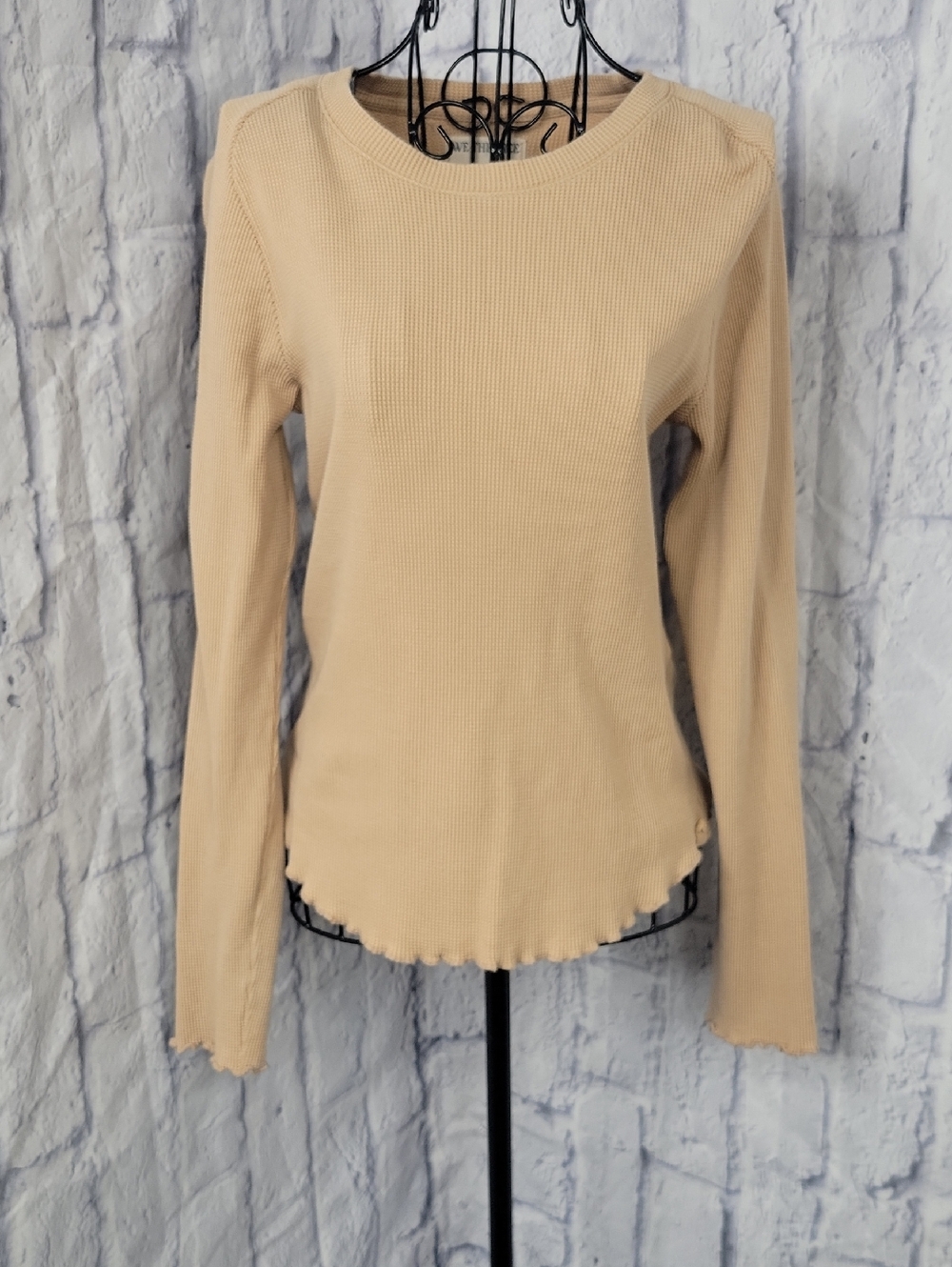We The Free Easy Does It Tee Medium Beige Waffle Knit Free People NWOT